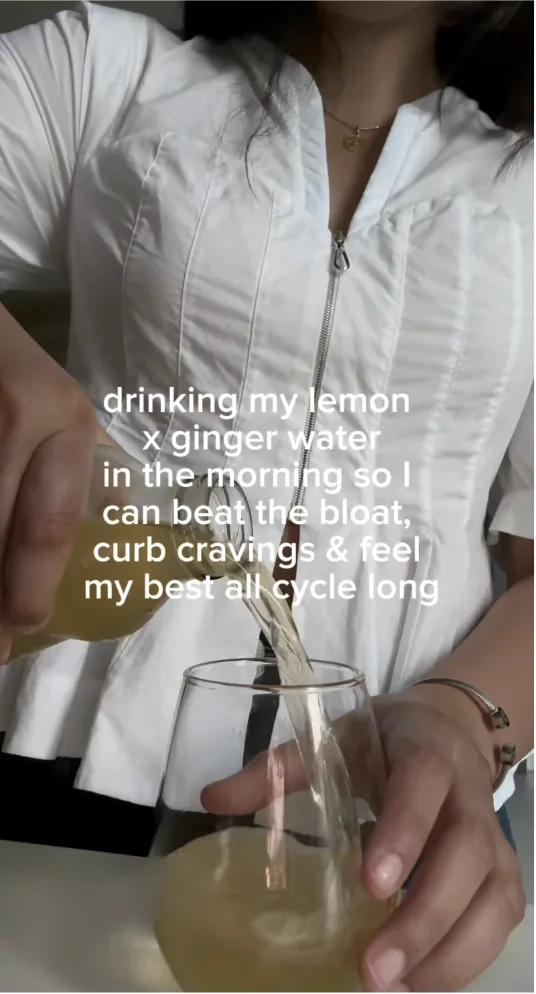 Community post: drinking my lemon x ginger water in the morning so I can beat the bloat, curb cravings and feel my best all cycle long